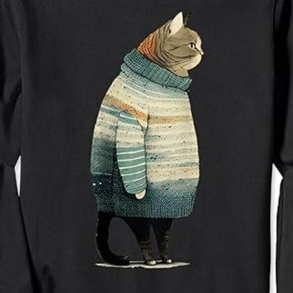 Cat Wearing A Sweater - Funny Pet Fat Gray Cat In Sweater Sweatshirt - Picture 2 of 5